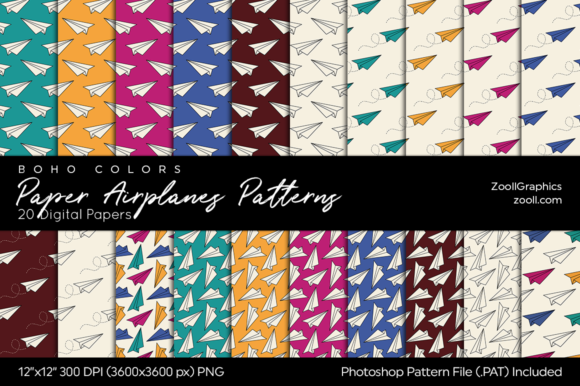 Download Paper Airplanes Boho Digital Papers - Premium Bundle