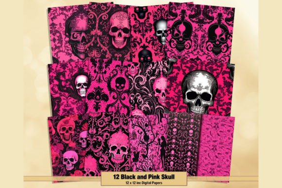 Download Black Pink Skull Patterns Digital Papers - Skull patterns Collection
