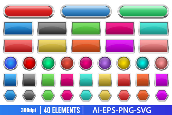 Download Glossy Buttons Clipart Set - Buttons Collection