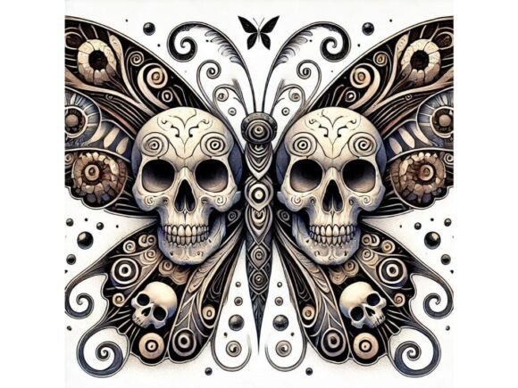 Download Surreal Butterfly with Skull Patterns - Skull patterns Collection