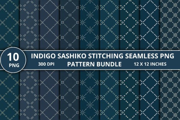 Download Indigo Sashiko Stitching Patterns PNG - Premium Resources