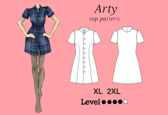 Download Pattern PDF Dress with Buttons XL 2XL - Buttons Collection