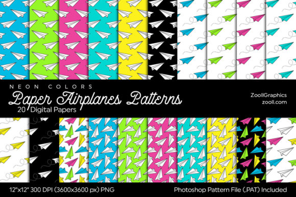 Download Paper Airplanes Digital Papers Neon - Premium Resources