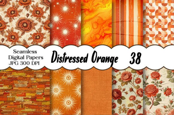 Download Distressed Orange Digital Paper - Premium Bundle